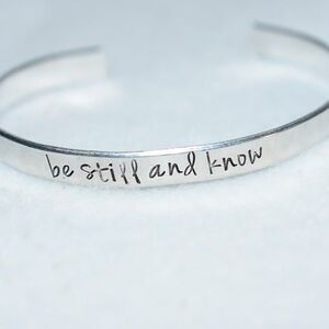 Be Still And Know Inspirational Soft Silver Tone Metal Cuff Bracelet